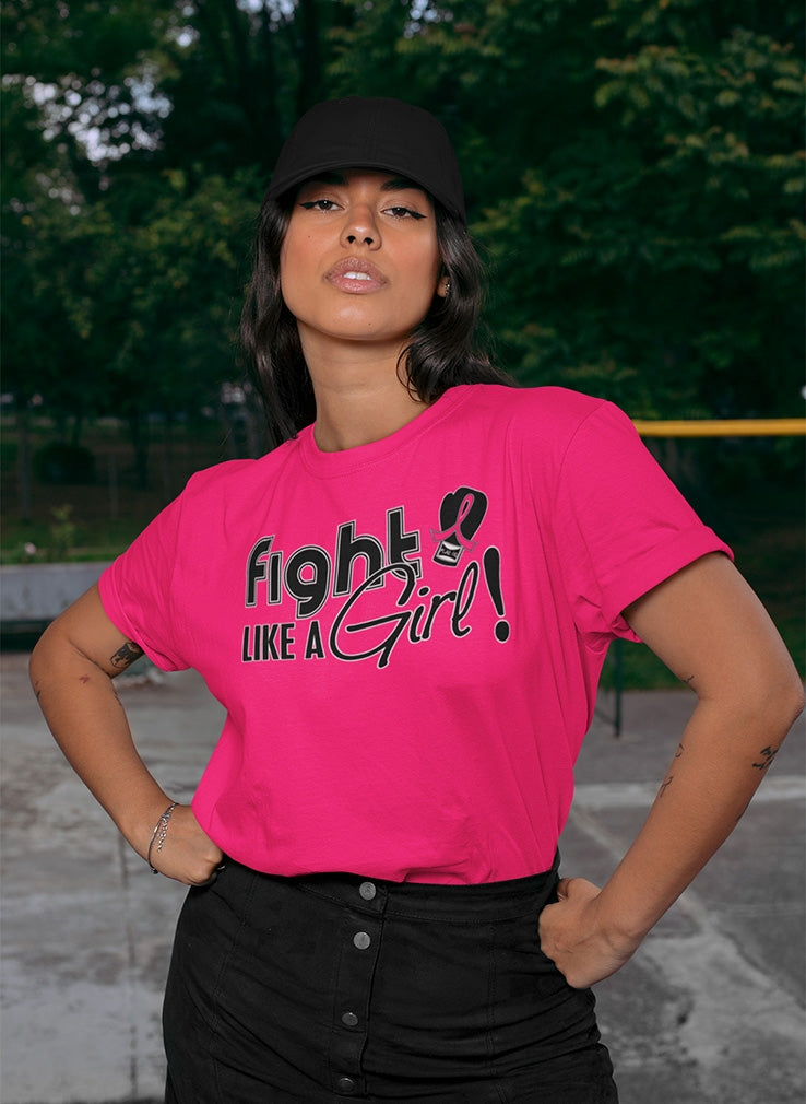 "Fight Like a Girl Signature" Unisex T-Shirt Breast Cancer - Hot Pink