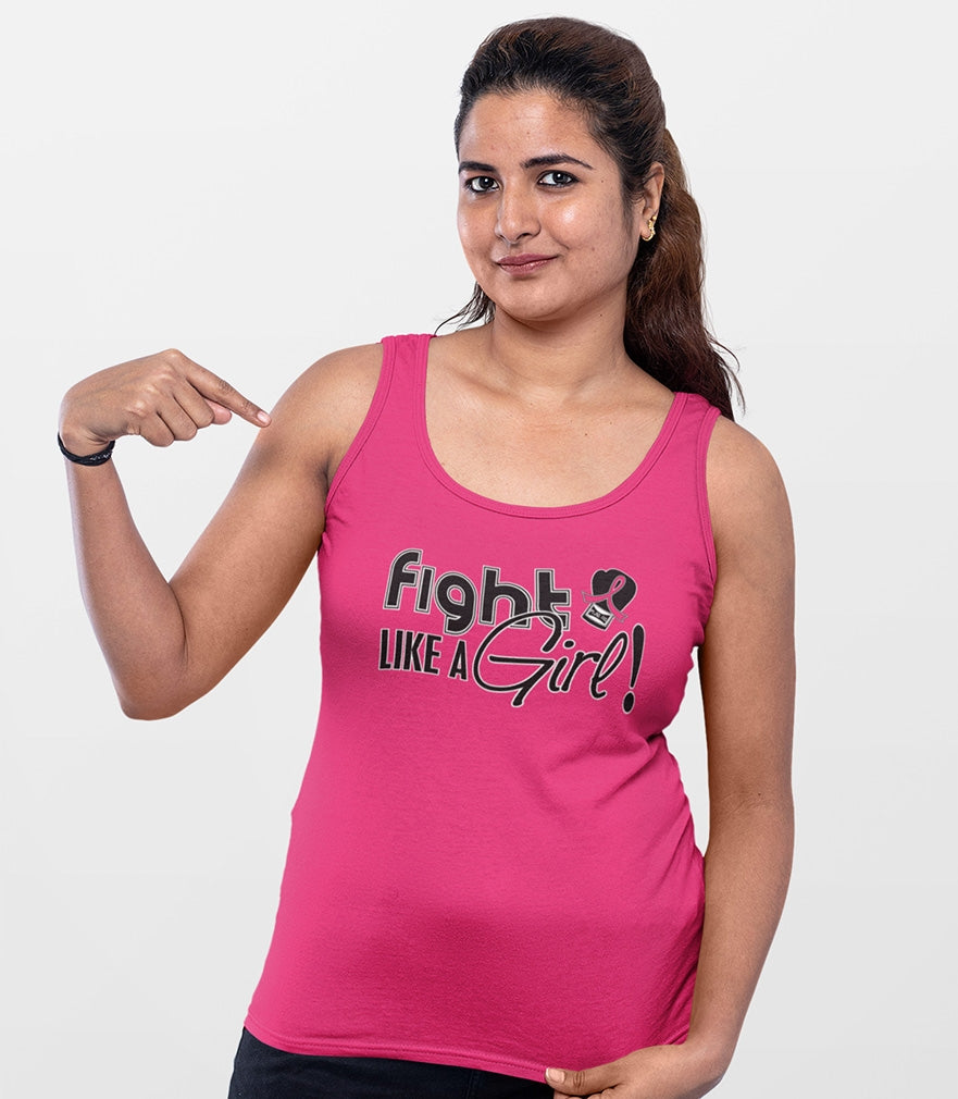 "Fight Like a Girl Signature" Stretch Tank Top - Hot Pink