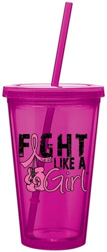 Fight Like a Girl Acrylic Tumbler with Boxing Gloves