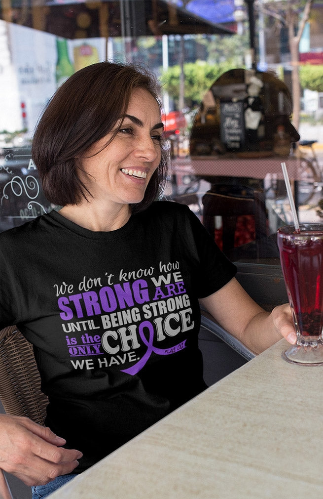 "How Strong We Are" Unisex T-Shirt - Black w/ Purple