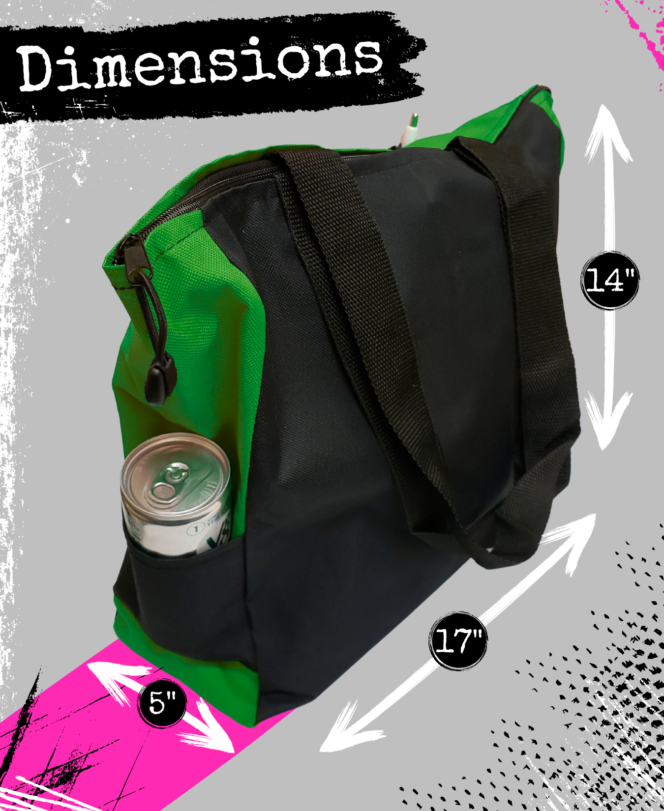 Fight Like a Girl Knockout Dakota Tote Bag - Black w/ Green