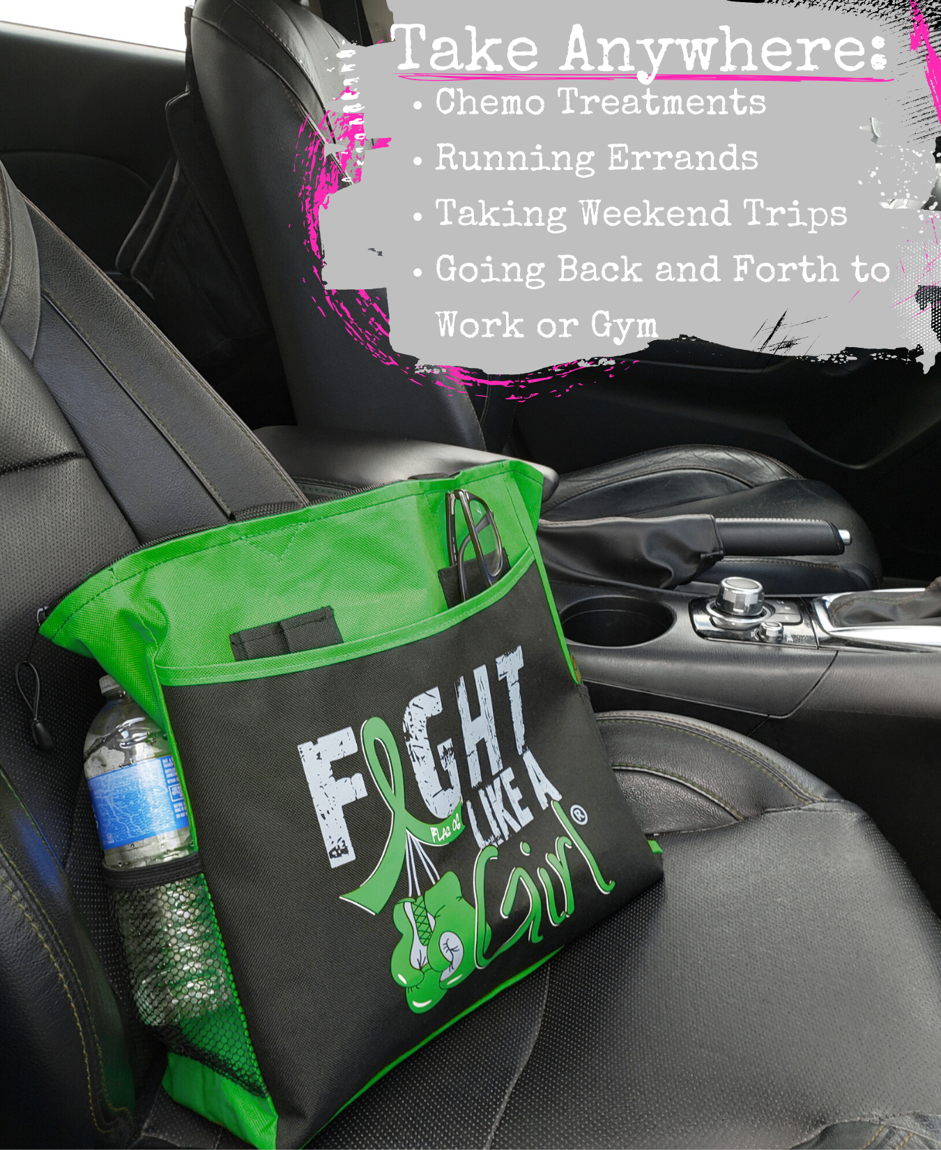 Fight Like a Girl Knockout Dakota Tote Bag - Black w/ Green