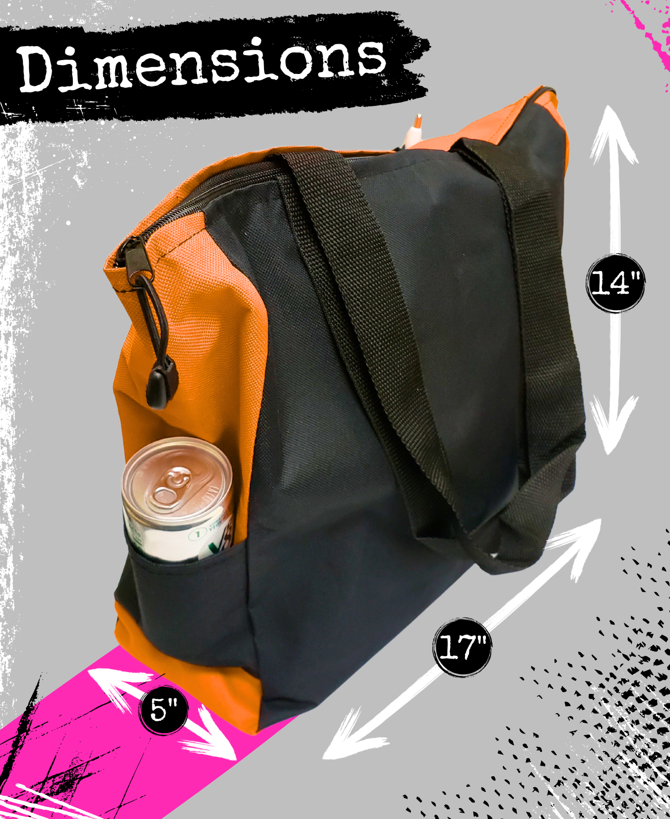 Fight Like a Girl Knockout Dakota Tote Bag - Black w/ Orange