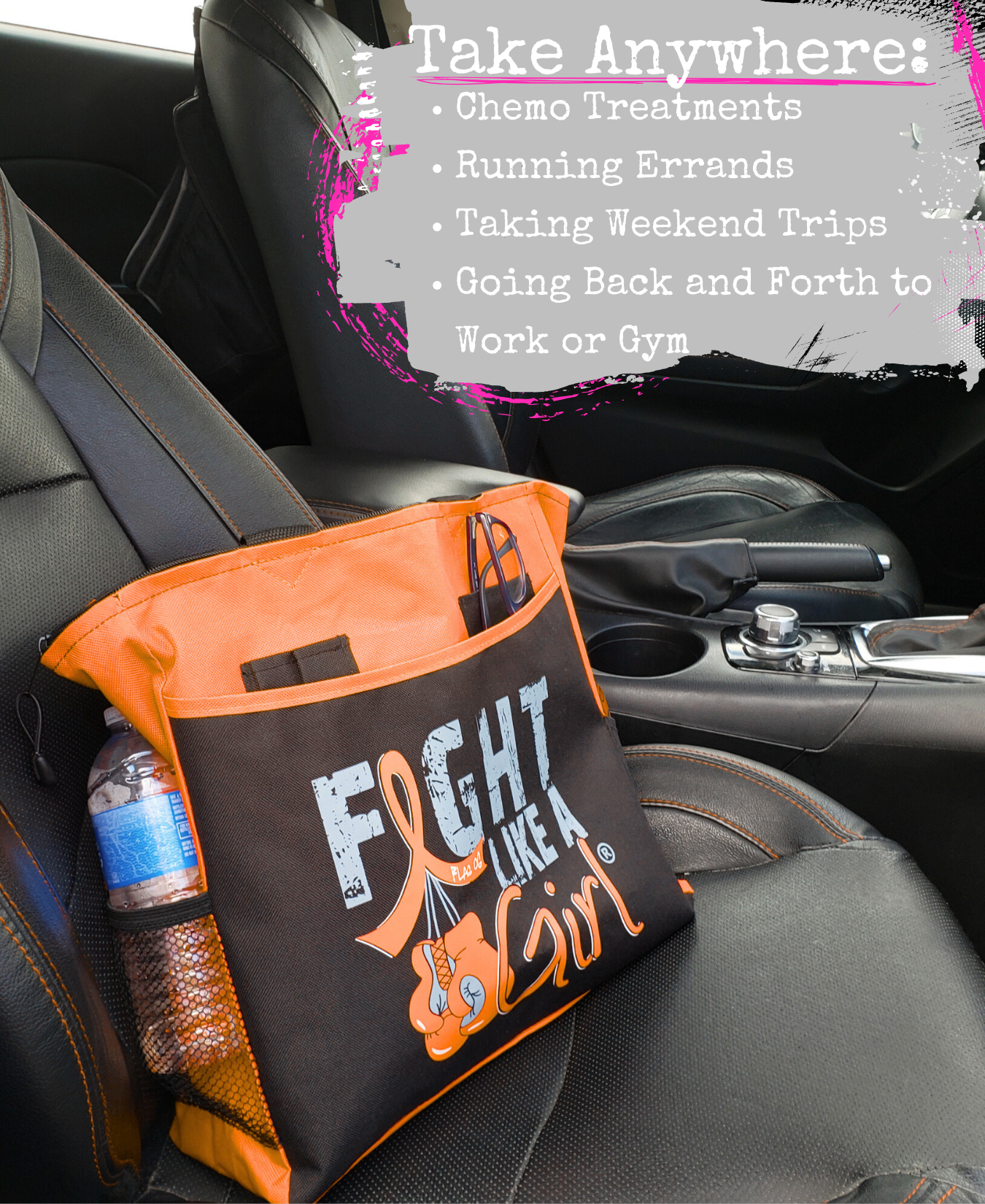Fight Like a Girl Knockout Dakota Tote Bag - Black w/ Orange