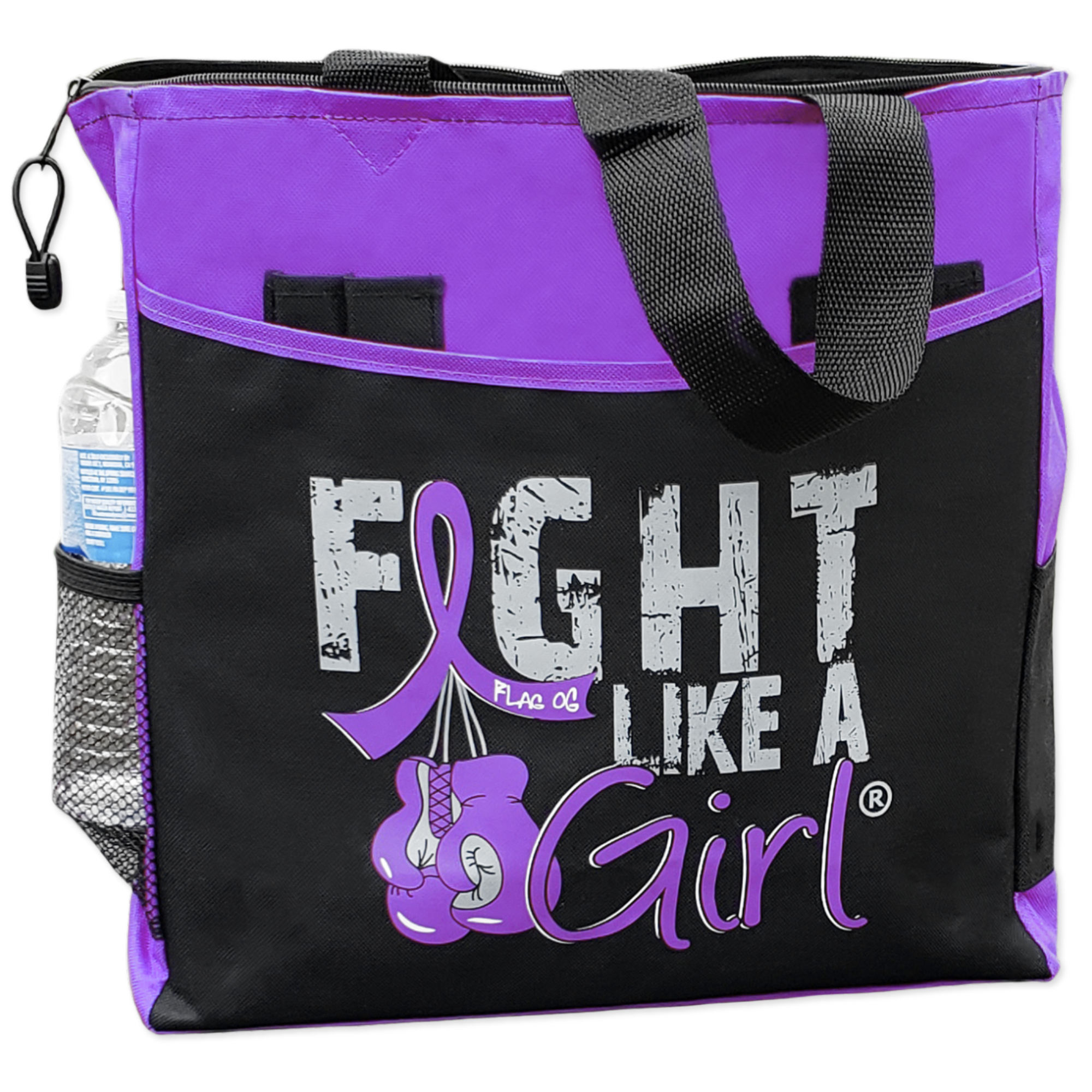 Fight Like a Girl Knockout Dakota Tote Bag - Black w/ Purple
