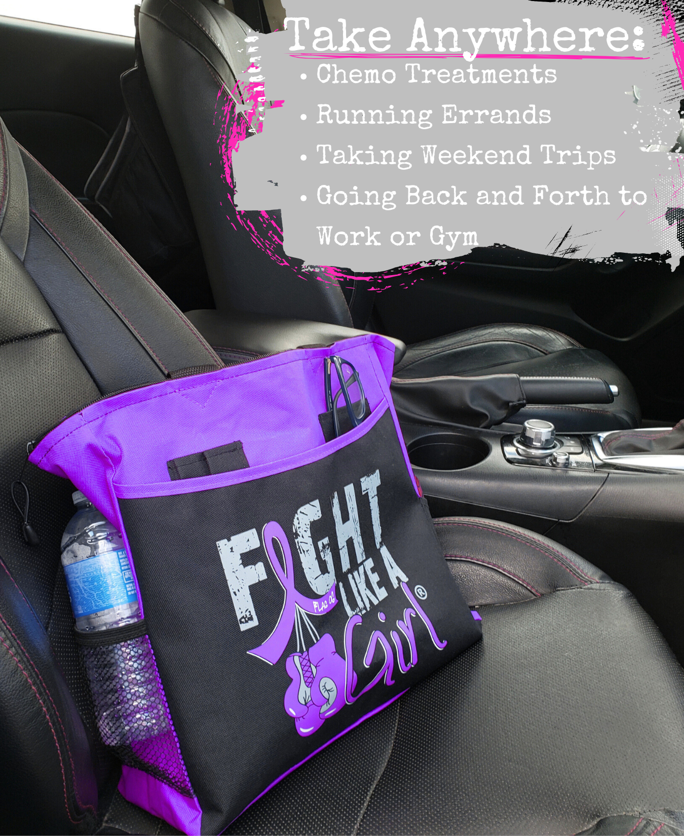 Fight Like a Girl Knockout Dakota Tote Bag - Black w/ Purple