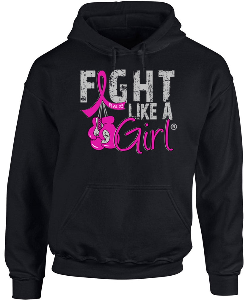 "Fight Like a Girl Knockout" Unisex Hoodie - Black w/ Pink