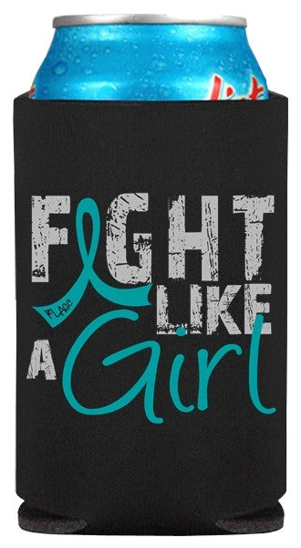 Fight Like a Girl Koozie Can Cooler for Ovarian Cancer