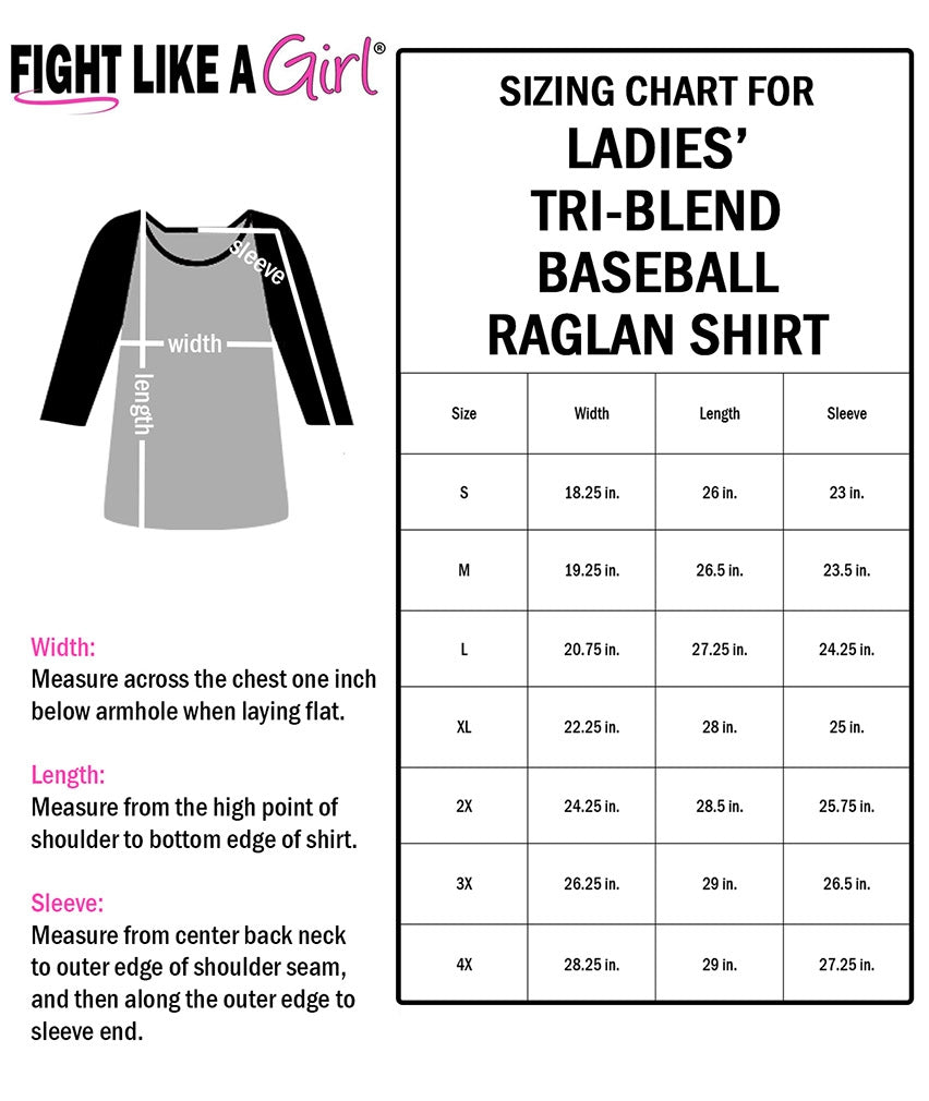 "Fight Like a Girl Hashtag" Ladies' Raglan T-Shirt - Grey w/ Red