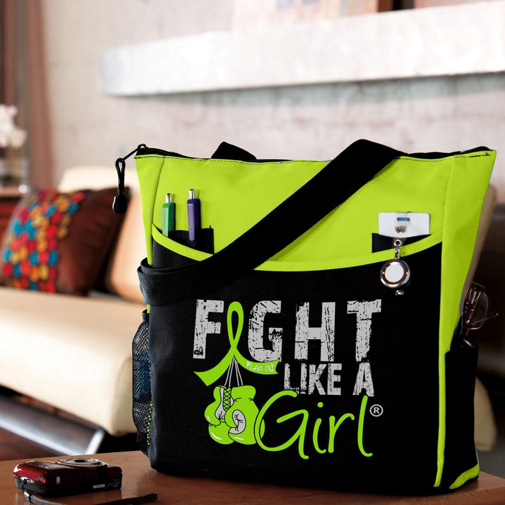"Fight Like a Girl Knockout" Dakota Tote Bag - Lime Green