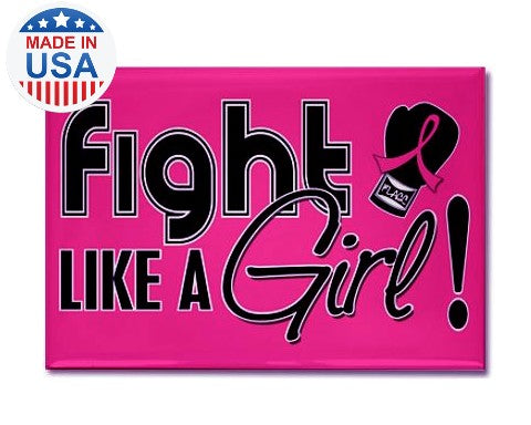 Pink Fight Like a Girl Fridge Magnet Breast Cancer