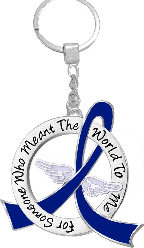 "Meant The World To Me" Tribute Keychain - Blue Ribbon