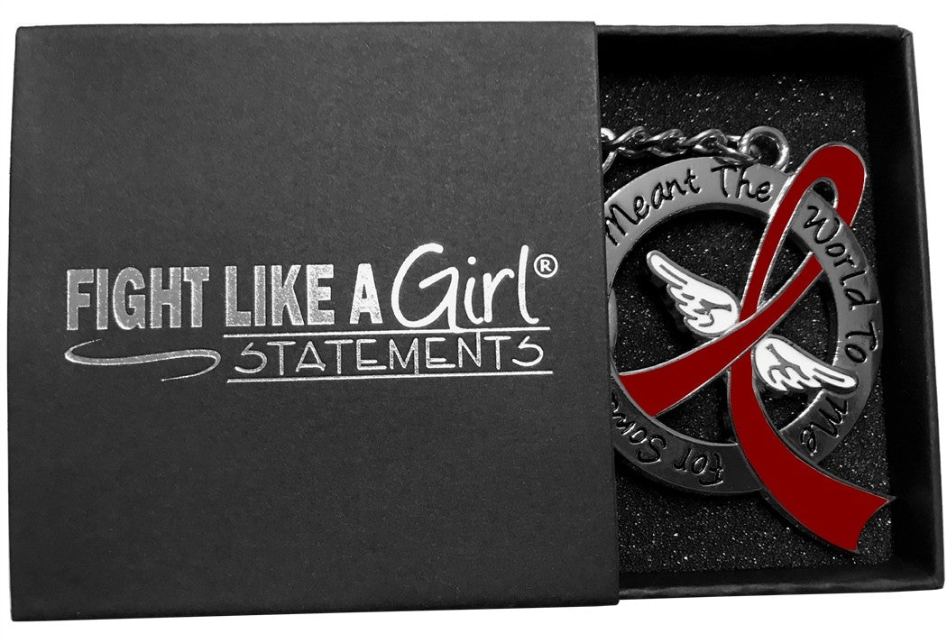 "Meant The World To Me" Tribute Keychain - Burgundy Ribbon