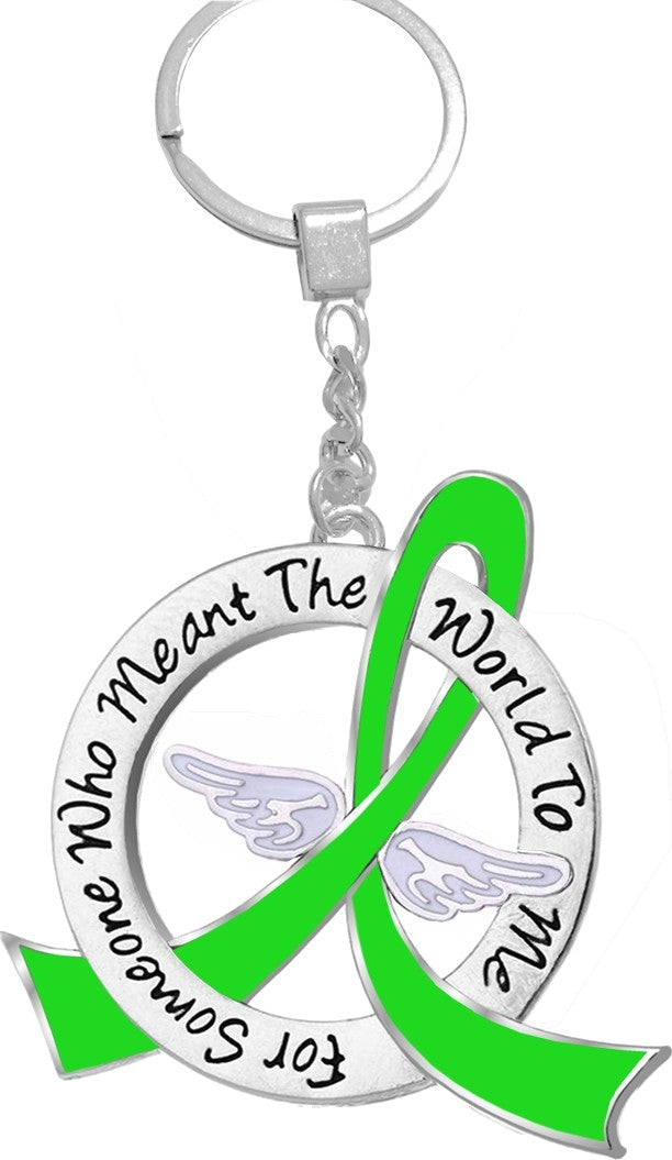 "Meant The World To Me" Tribute Keychain - Lime Green Ribbon