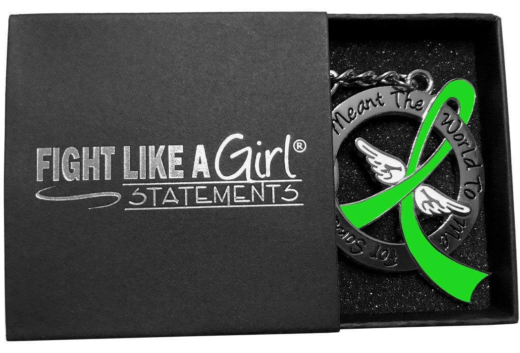 "Meant The World To Me" Tribute Keychain - Lime Green Ribbon