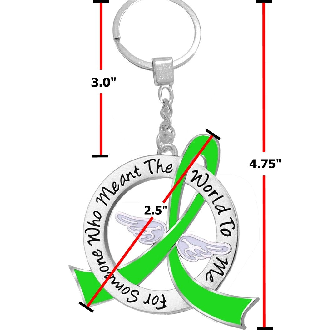 "Meant The World To Me" Tribute Keychain - Lime Green Ribbon