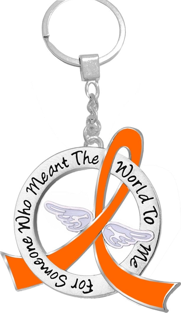 "Meant The World To Me" Tribute Keychain - Orange Ribbon