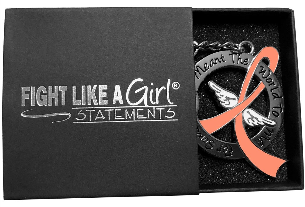 "Meant The World To Me" Tribute Keychain - Peach Ribbon