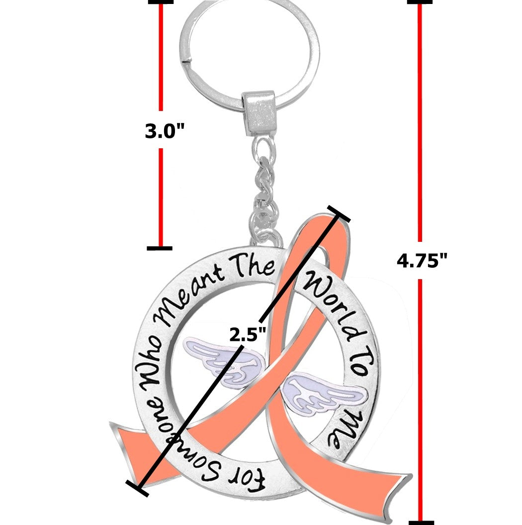"Meant The World To Me" Tribute Keychain - Peach Ribbon