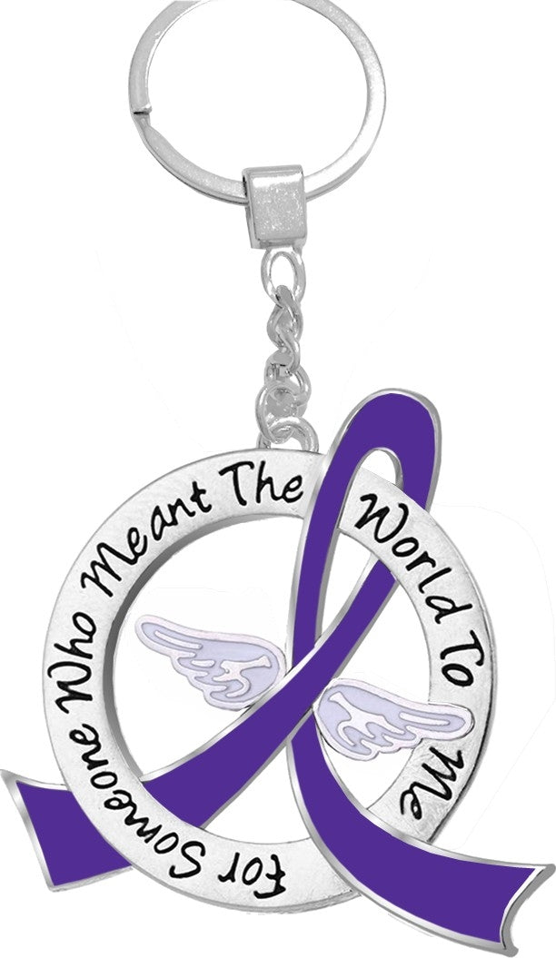 "Meant The World To Me" Tribute Keychain - Purple Ribbon