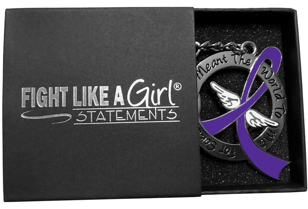 "Meant The World To Me" Tribute Keychain - Purple Ribbon