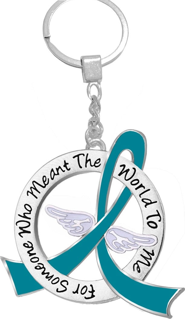 "Meant The World To Me" Tribute Keychain - Teal Ribbon