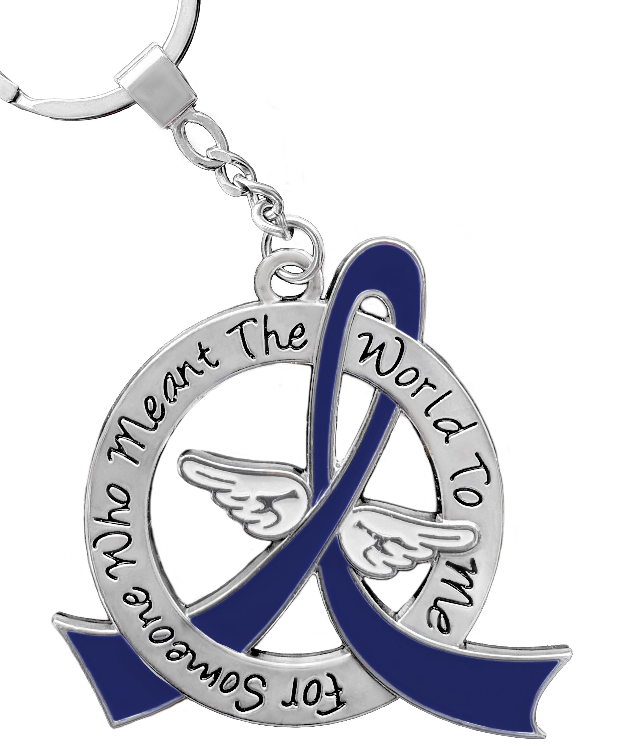 Meant the World to Me Awareness Ribbon Keychain - Blue