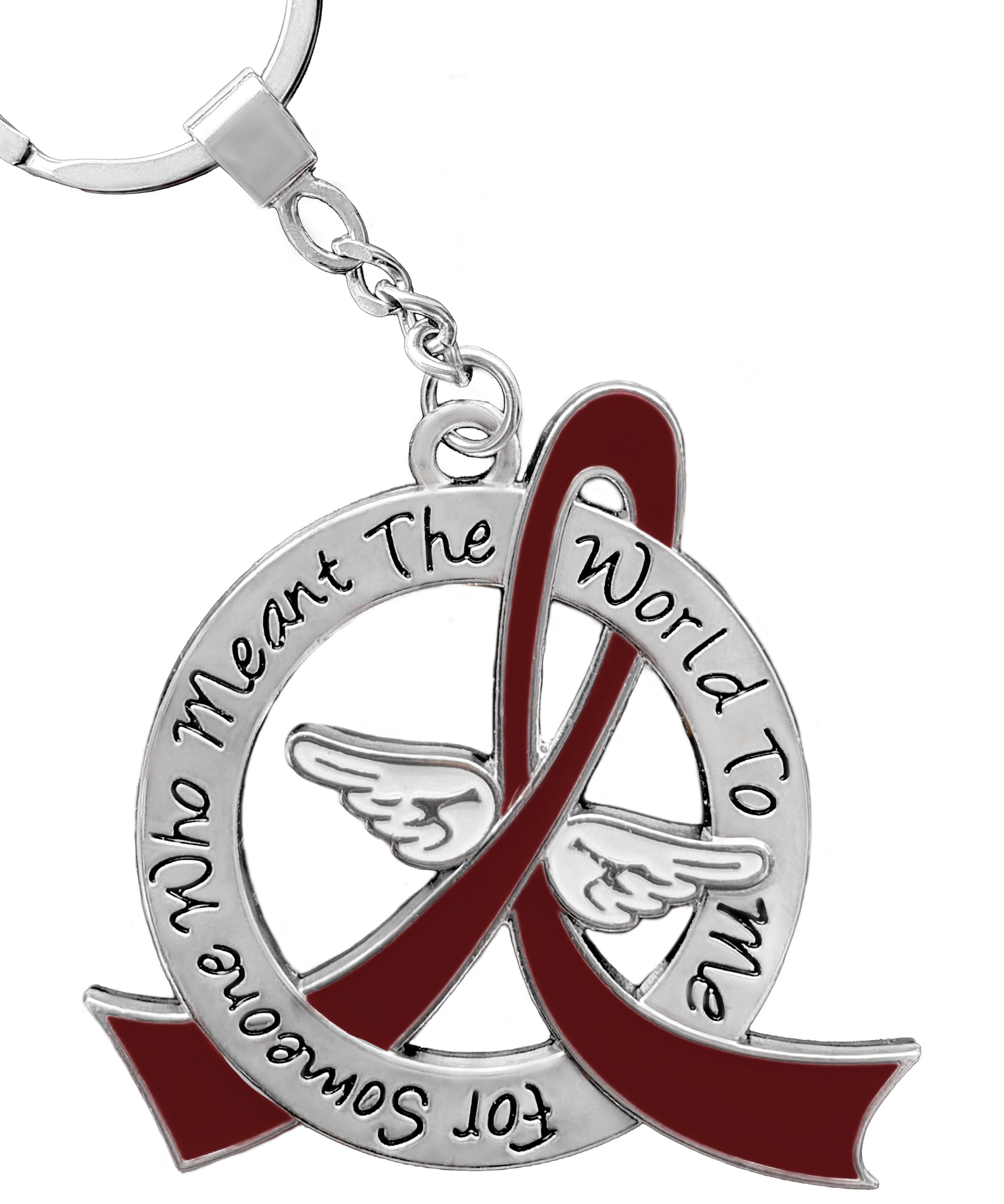 Meant the World to Me Awareness Ribbon Keychain - Burgundy