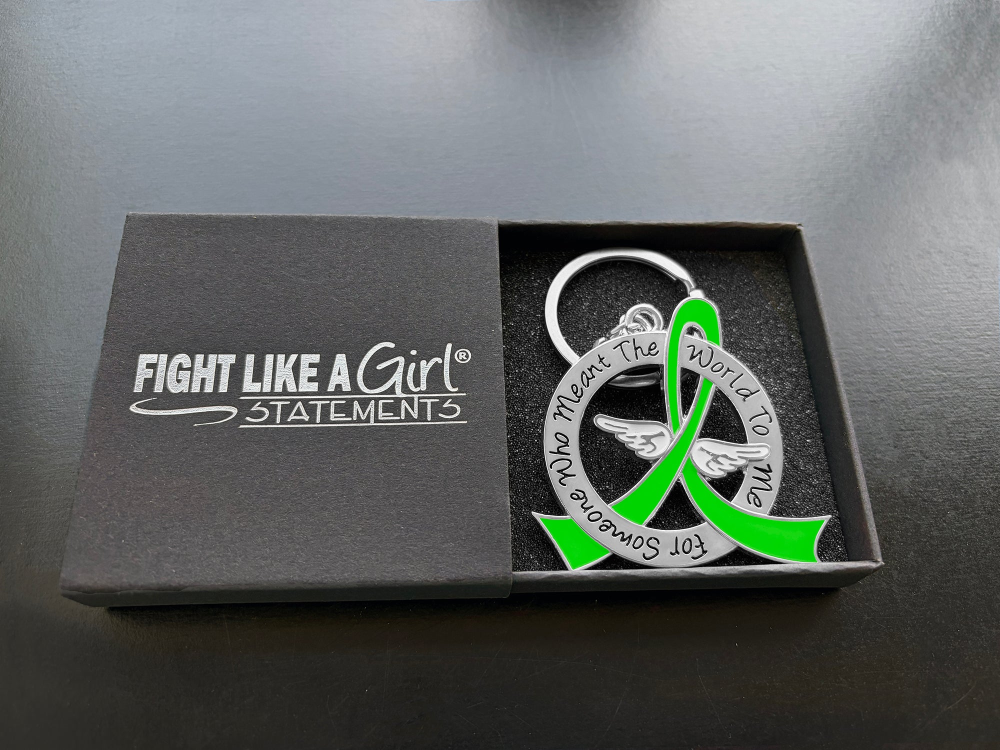 Meant the World to Me Awareness Ribbon Keychain - Lime Green