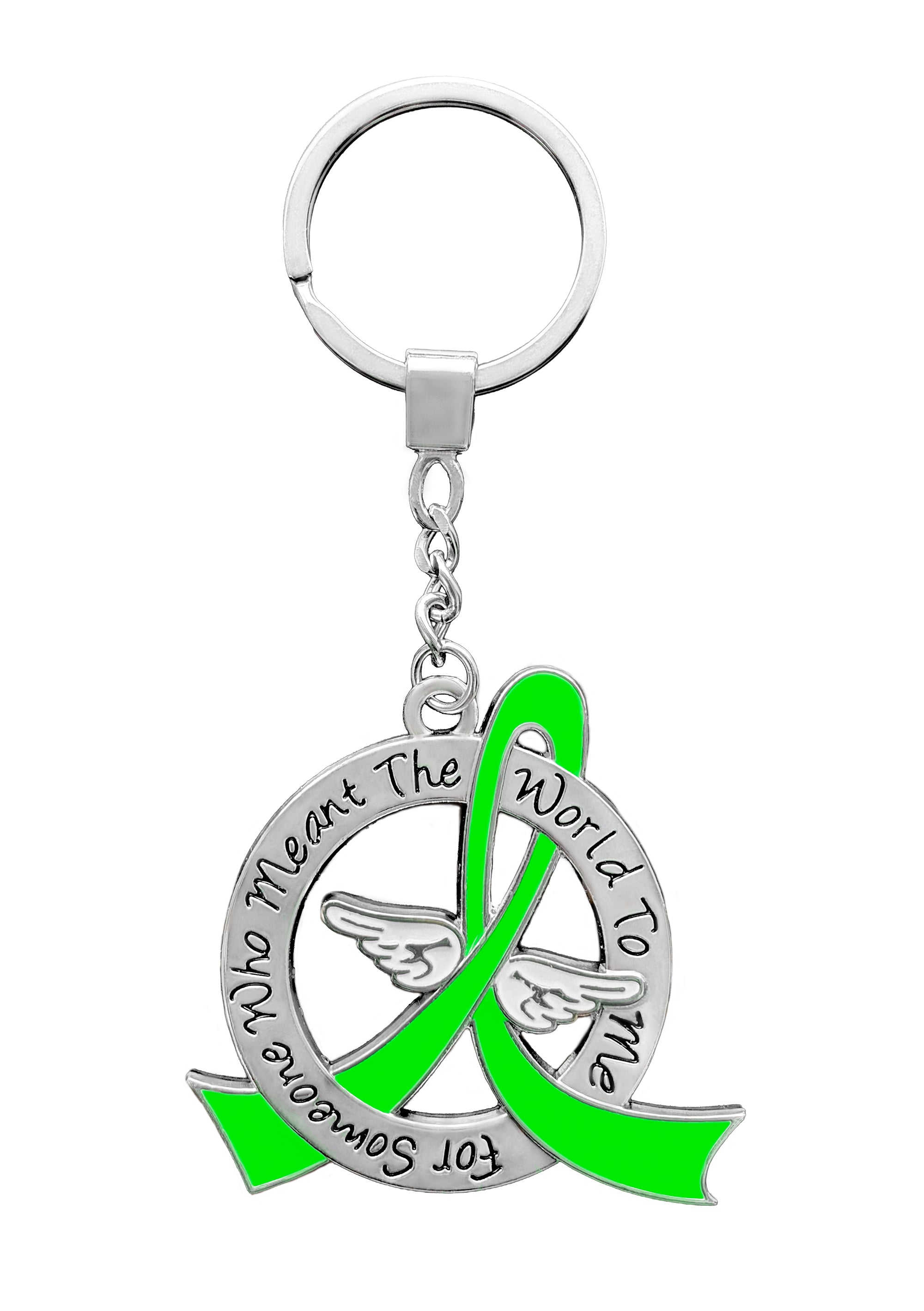 Meant the World to Me Awareness Ribbon Keychain - Lime Green