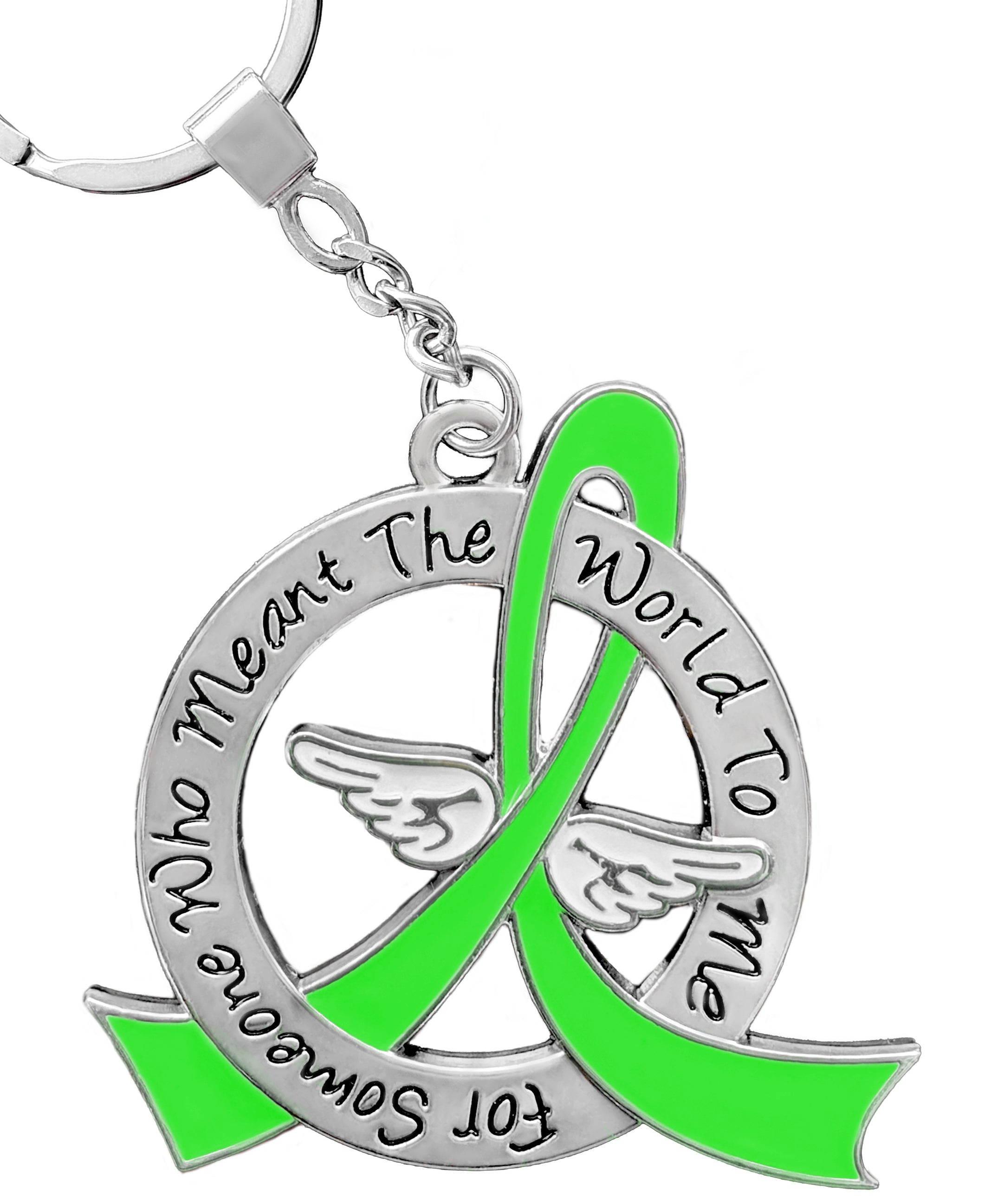 Meant the World to Me Awareness Ribbon Keychain - Lime Green
