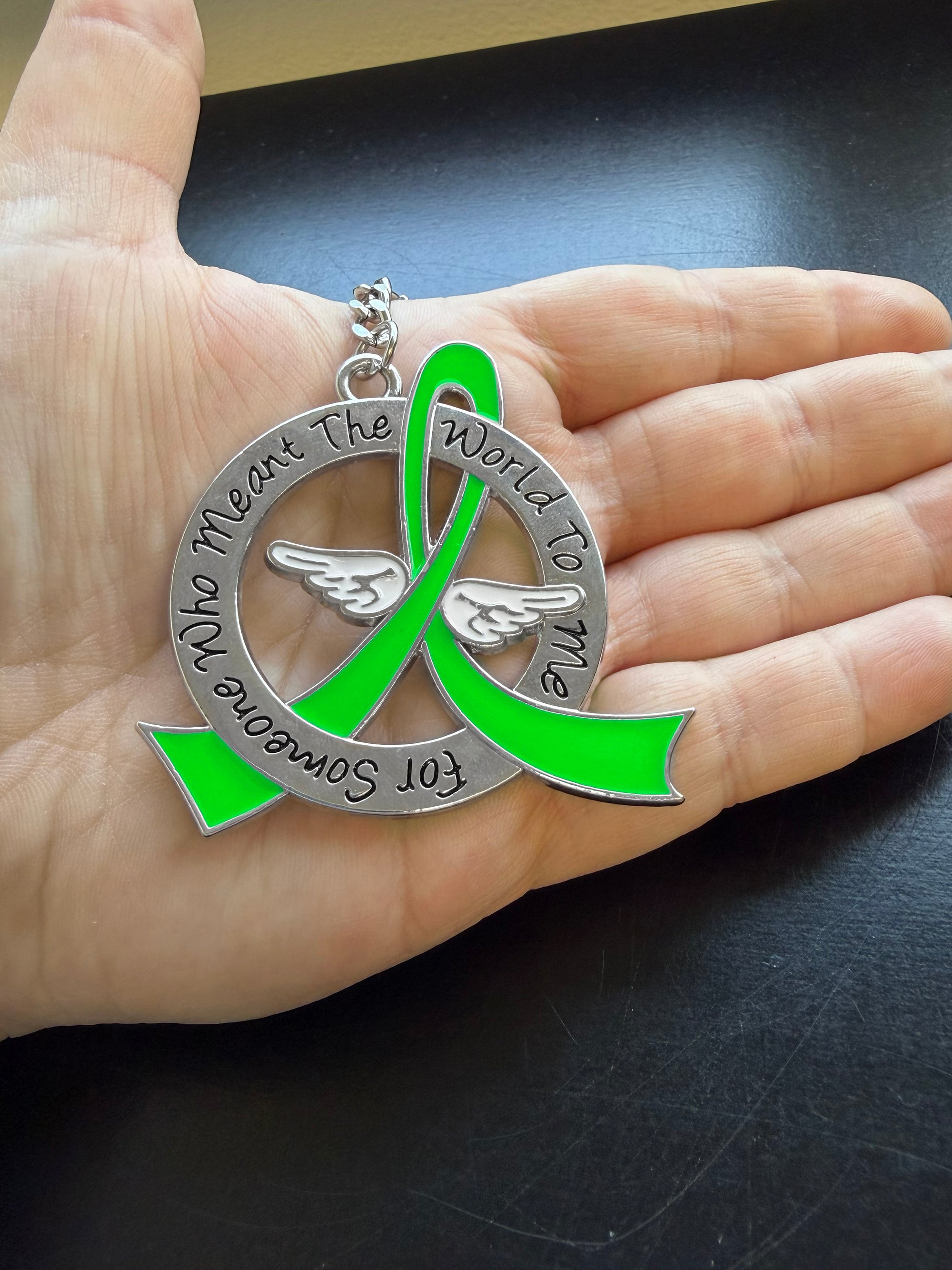 Meant the World to Me Awareness Ribbon Keychain - Lime Green