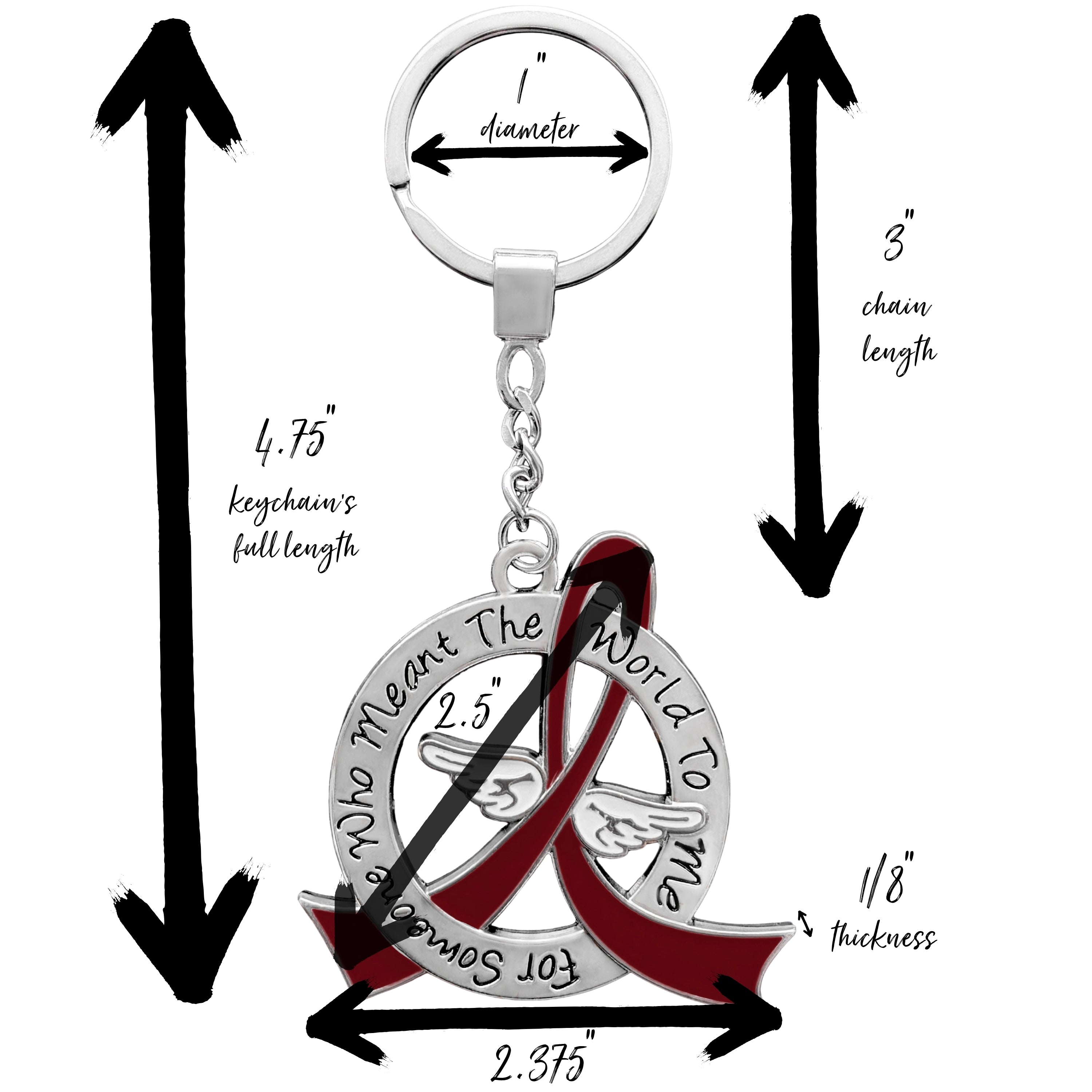 Meant the World to Me Awareness Ribbon Keychain - Burgundy