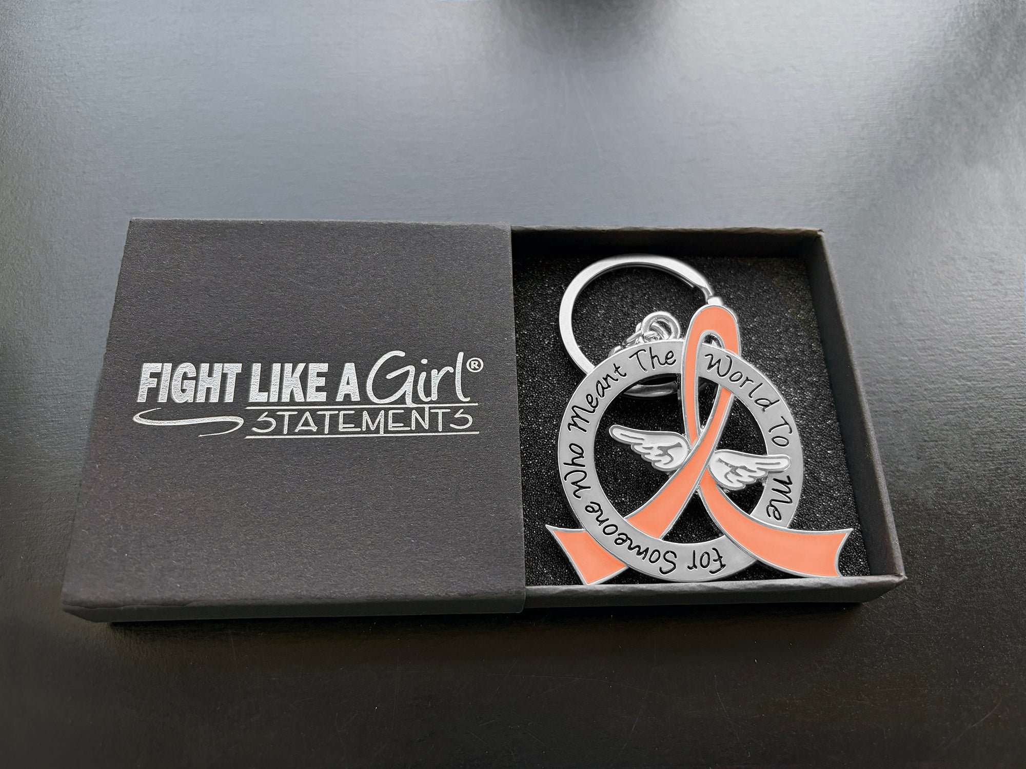 Meant the World to Me Awareness Ribbon Keychain - Peach
