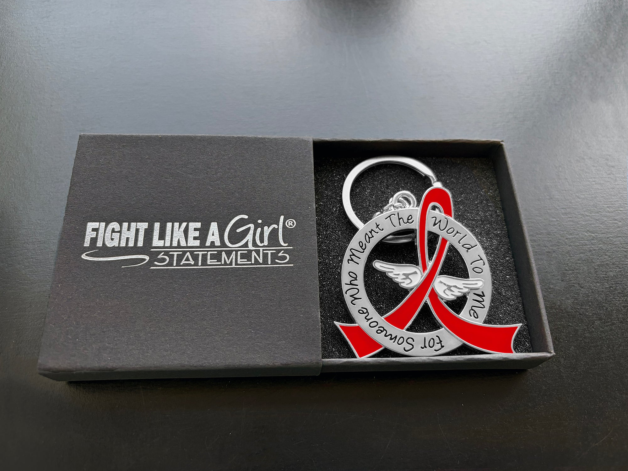 Meant the World to Me Awareness Ribbon Keychain - Red