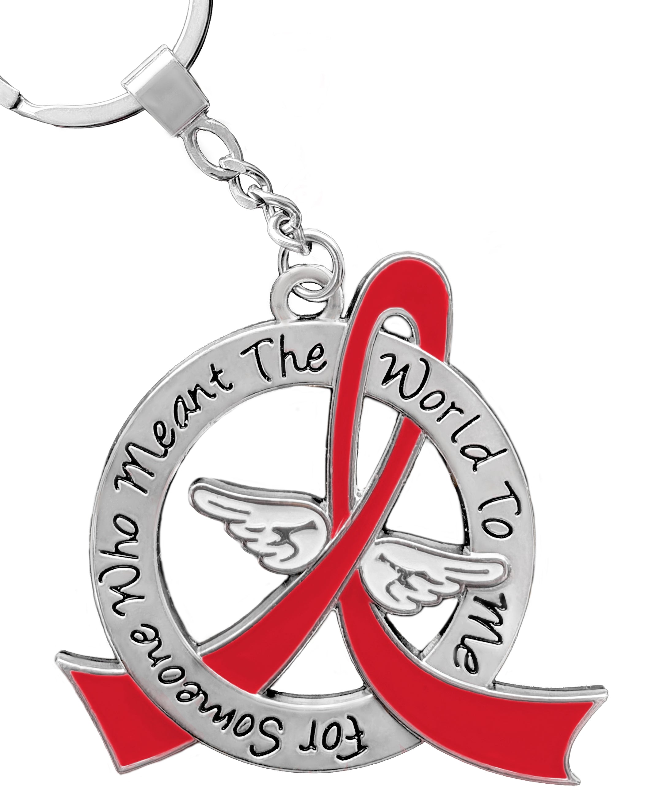 Meant the World to Me Awareness Ribbon Keychain - Red