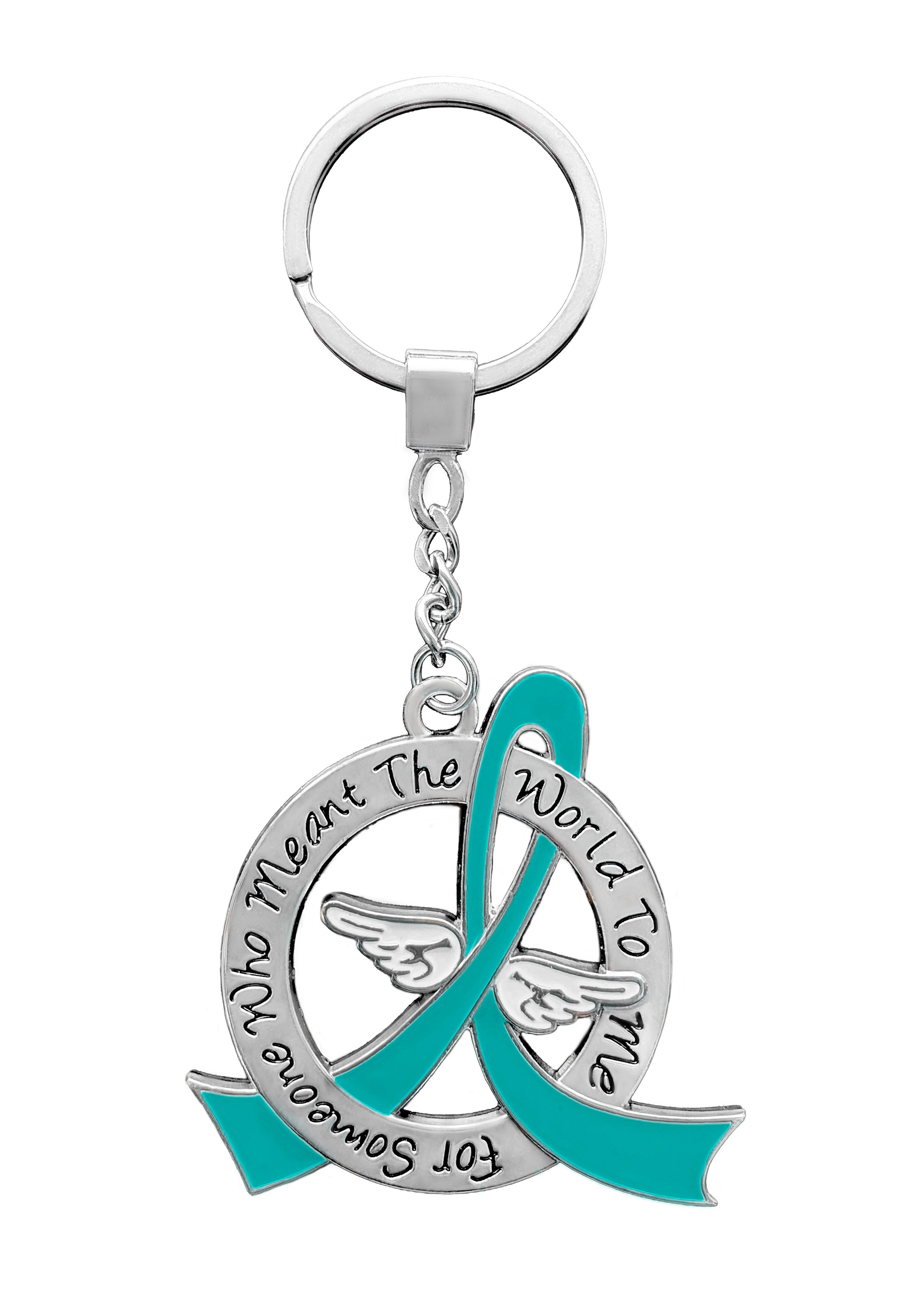 Meant the World to Me Awareness Ribbon Keychain - Teal