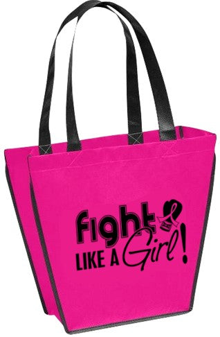 Fight Like a Girl Breast Cancer Mini Tote Bag - Hot Pink
