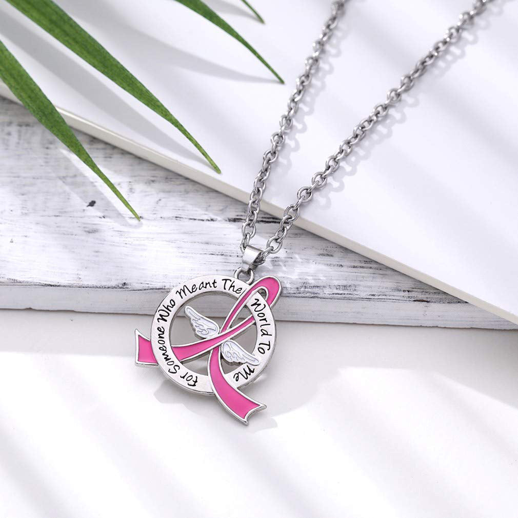 Meant the World to Me Awareness Ribbon Necklace - Pink