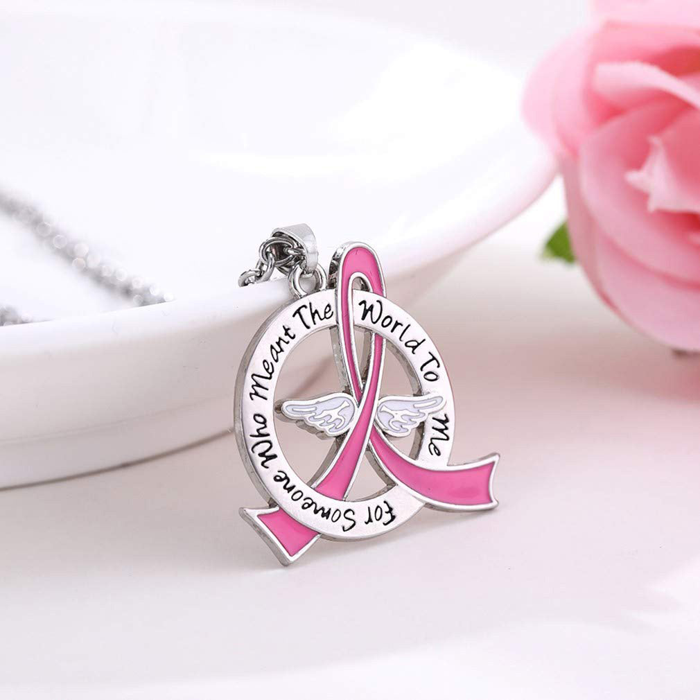 Meant the World to Me Awareness Ribbon Necklace - Pink