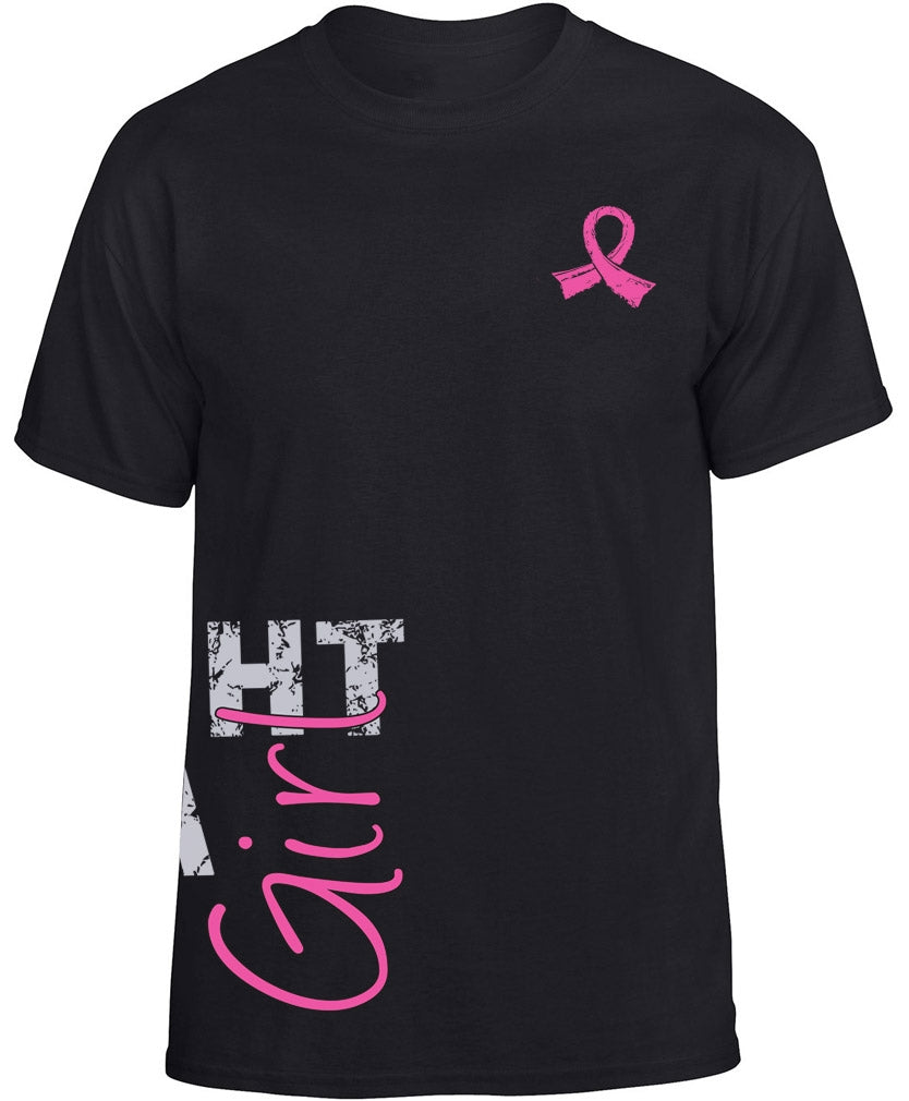 "Fight Like a Girl Side Wrap" Unisex T-Shirt - Black w/ Pink
