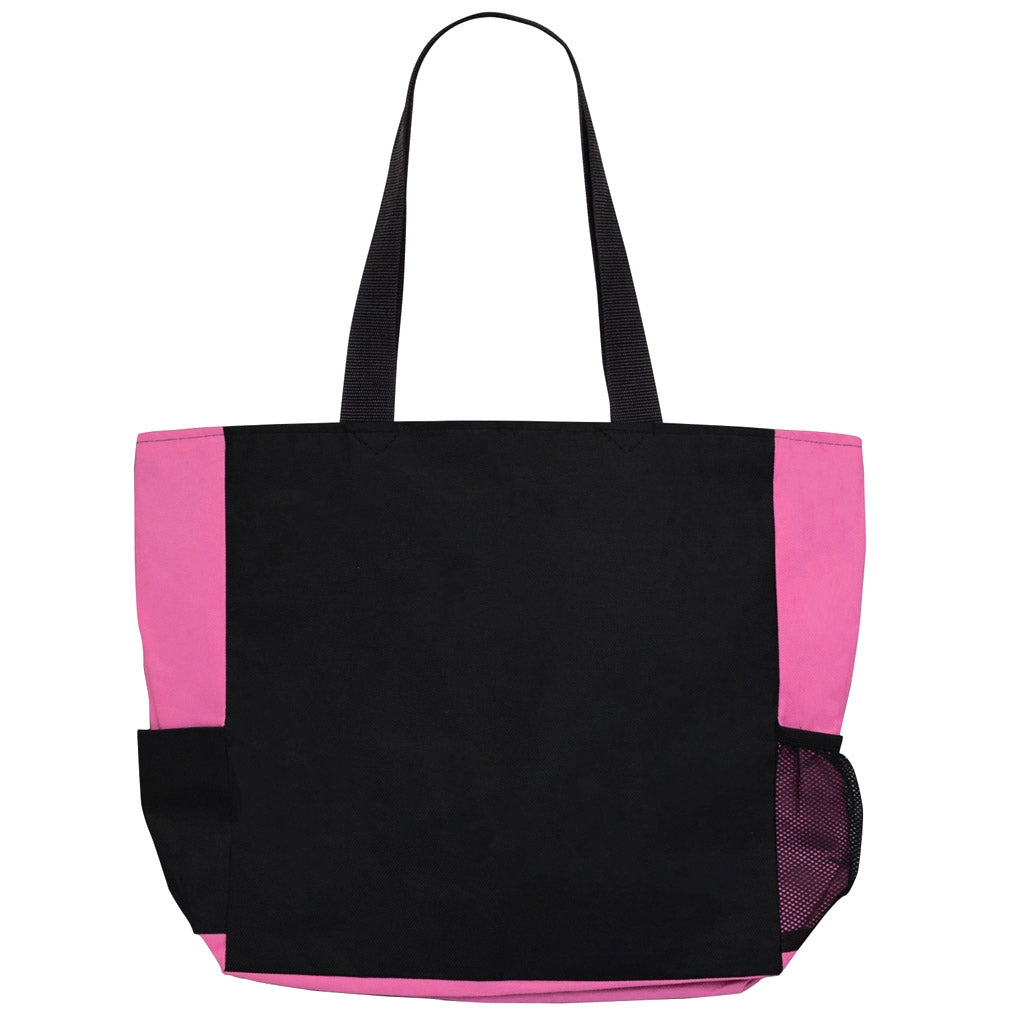 Back of Fight Like a Girl Knockout Breast Cancer Awareness Dakota Tote Bag - Hot Pink
