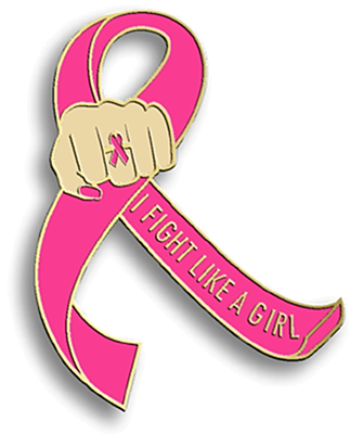Breast Cancer Fight Like a Girl Lapel Pin - Hot Pink Ribbon with Fist
