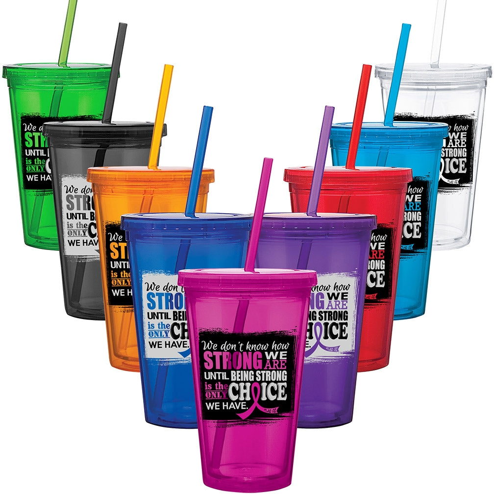 "How Strong We Are" Acrylic Tumbler - Hot Pink