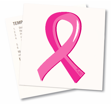 Pink Ribbon Breast Cancer Temporary Tattoos 6 Pack