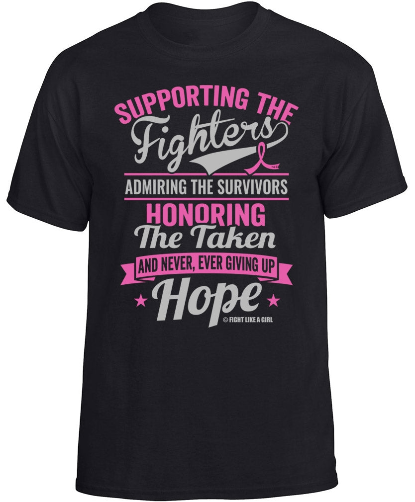 "Supporting Admiring Honoring" Unisex T-Shirt - Black w/ Pink