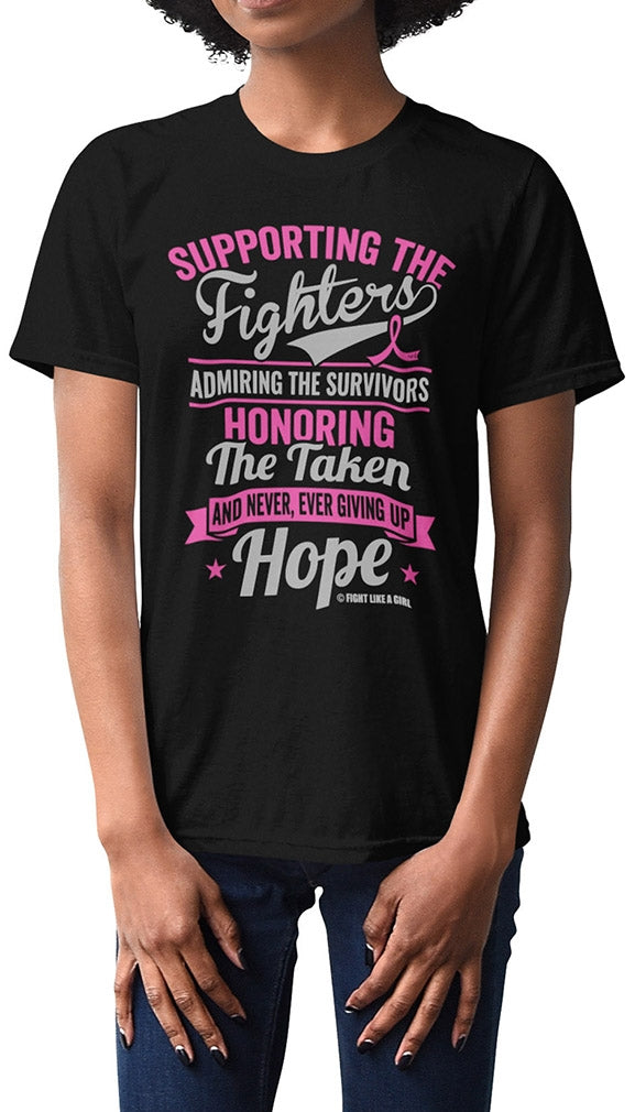 "Supporting Admiring Honoring" Unisex T-Shirt - Black w/ Pink