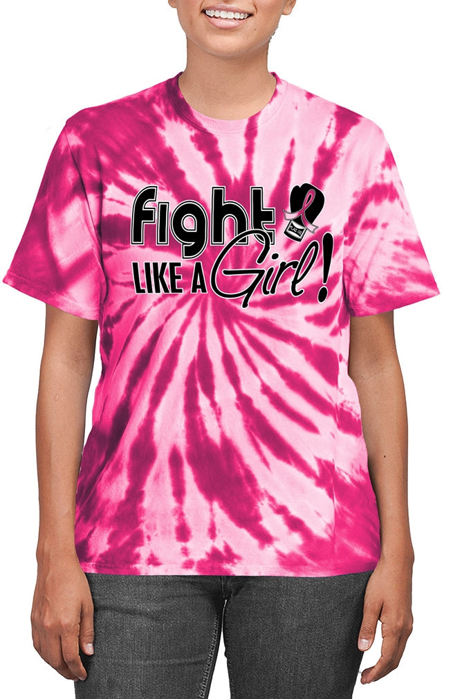 "Fight Like a Girl Signature" Unisex T-Shirt - Pink Tie-Dye