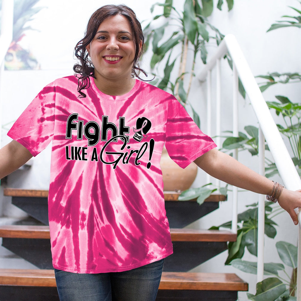 "Fight Like a Girl Signature" Unisex T-Shirt - Pink Tie-Dye