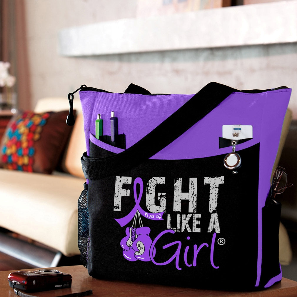"Fight Like a Girl Knockout" Dakota Tote Bag - Purple